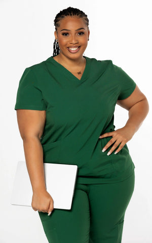 Go Getta Green Scrub V-Neck Top